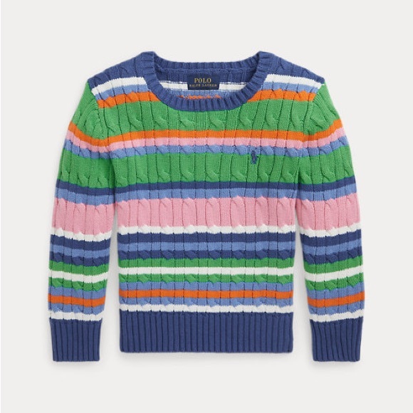 Polo Ralph Lauren Striped Cable-Knit Cotton Sweater - Picture 1 of 3